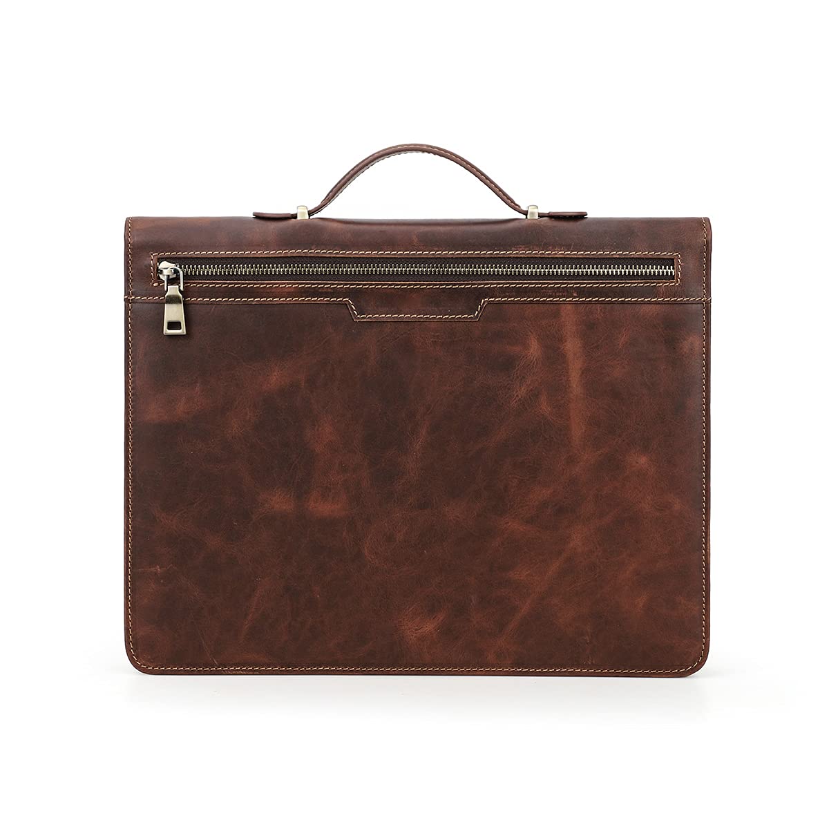 Hiram Porte-documents D'affaires en cuir Portefeuille Padfolios de Travail en Cuir avec Étui à Fermeture Éclair pour iPad12.9" avec Pochette pour Ordinateur Portable 13.3" Droitier