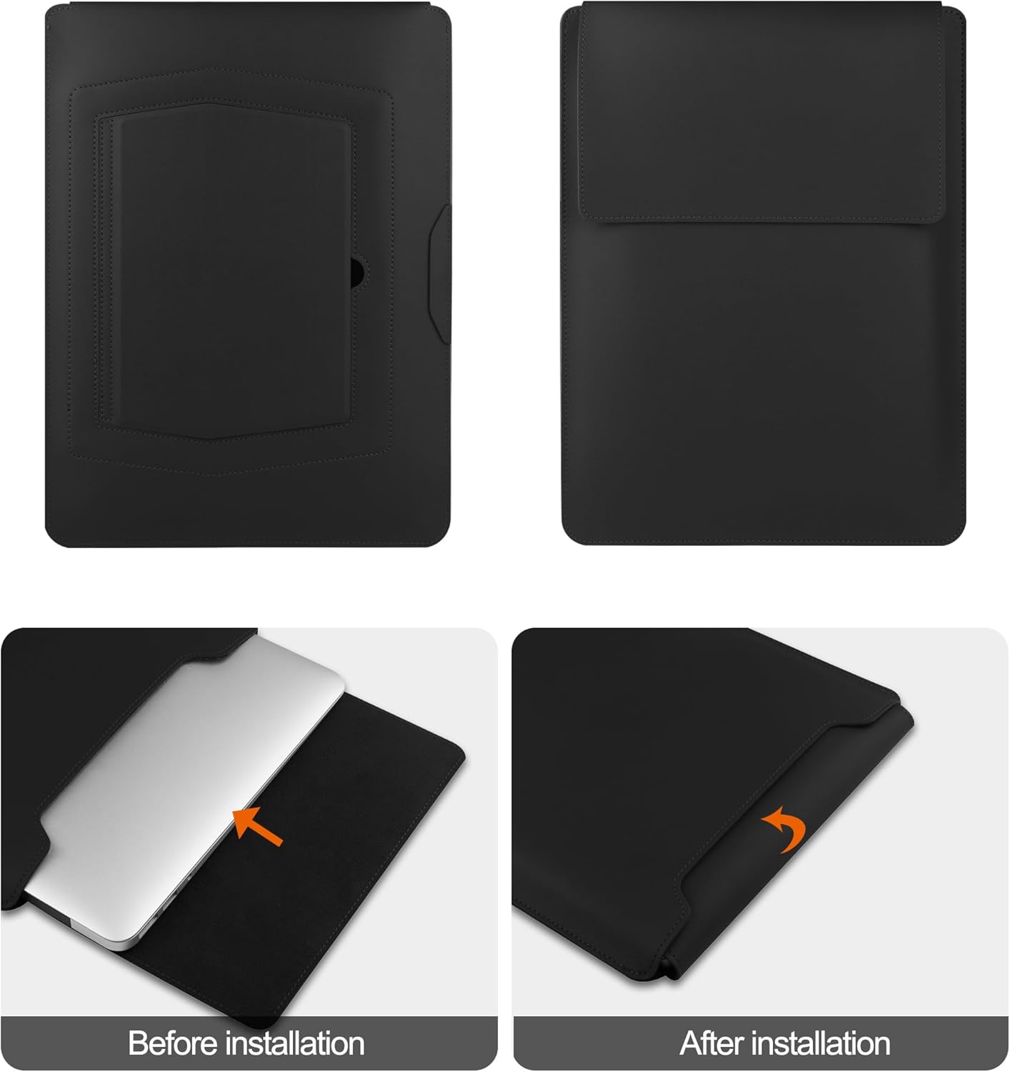 ZOENHWA Housse pour Ordinateur Portable 13 14 Pouces,Étui en Cuir Étanche avec Support Réglable Compatible avec MacBook Pro13,14/MacBook Air M1 M2/for 13''-14'' Dell HP ASUS Acer Surface-Noir