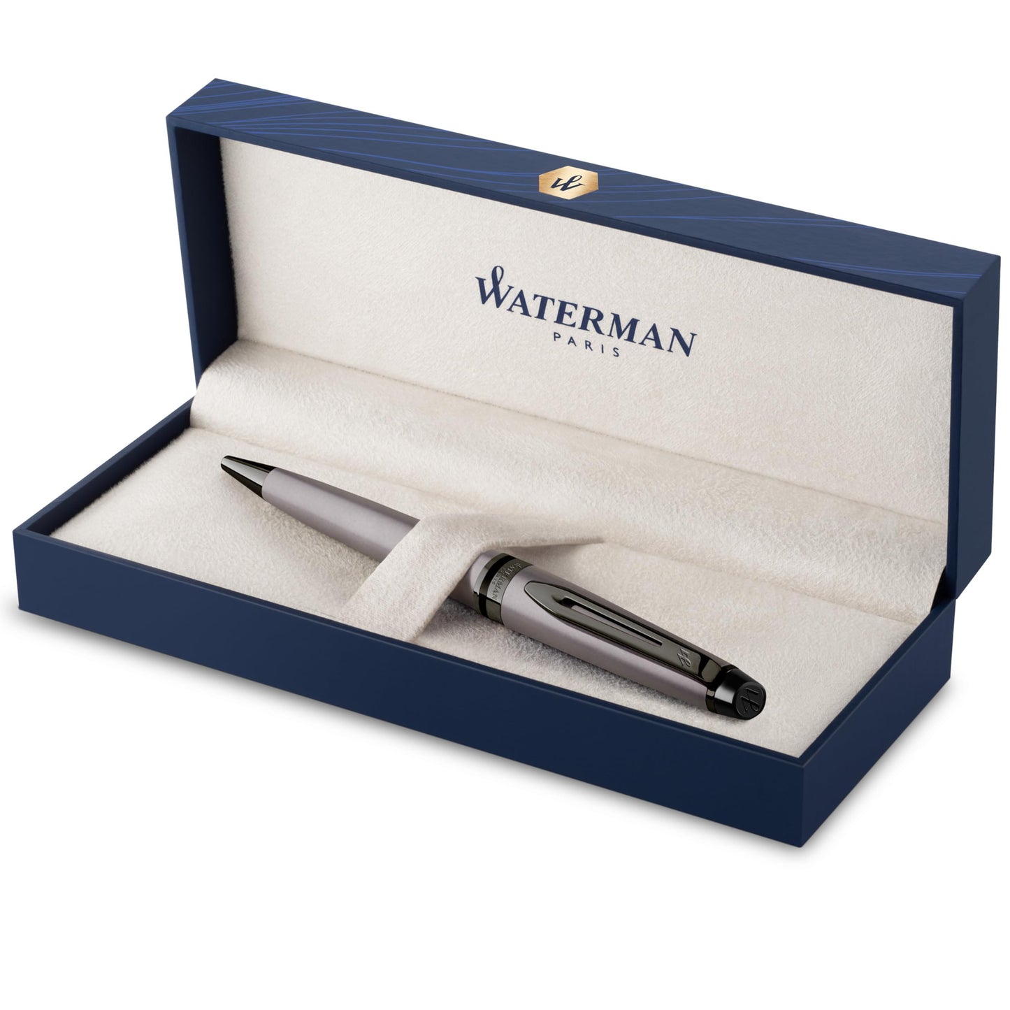 WATERMAN Expert Stylo Plume | Noir Brillant avec attributs dorés à l'or Fin 23 k | Plume Fine | Coffret Cadeau