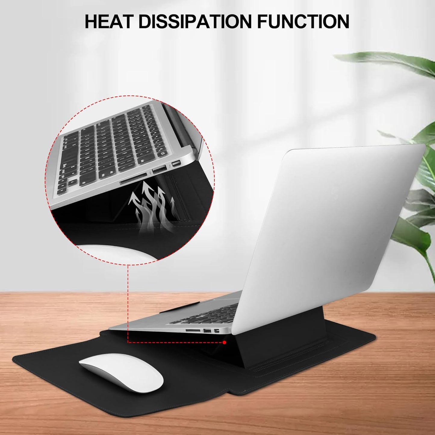 ZOENHWA Housse pour Ordinateur Portable 13 14 Pouces,Étui en Cuir Étanche avec Support Réglable Compatible avec MacBook Pro13,14/MacBook Air M1 M2/for 13''-14'' Dell HP ASUS Acer Surface-Noir