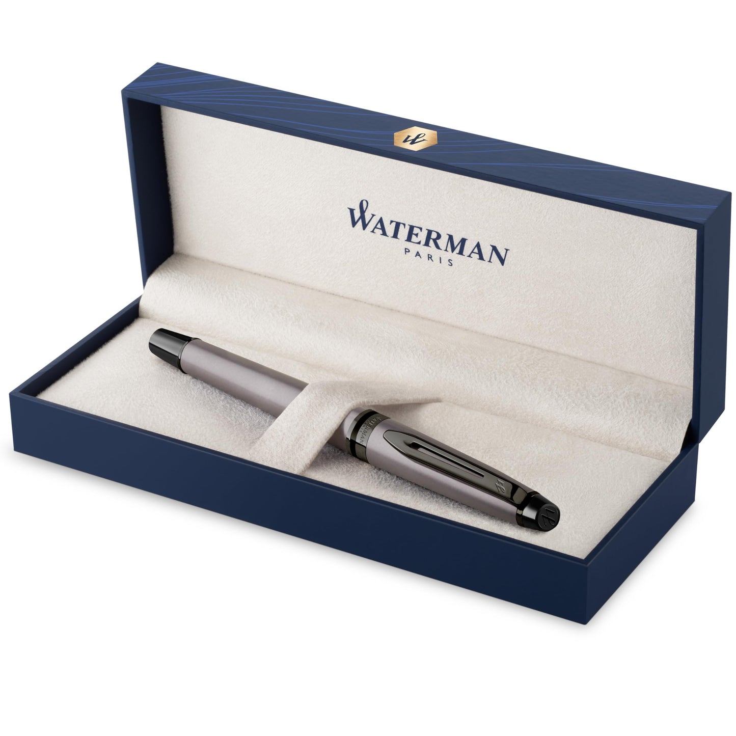 WATERMAN Expert Stylo Plume | Noir Brillant avec attributs dorés à l'or Fin 23 k | Plume Fine | Coffret Cadeau