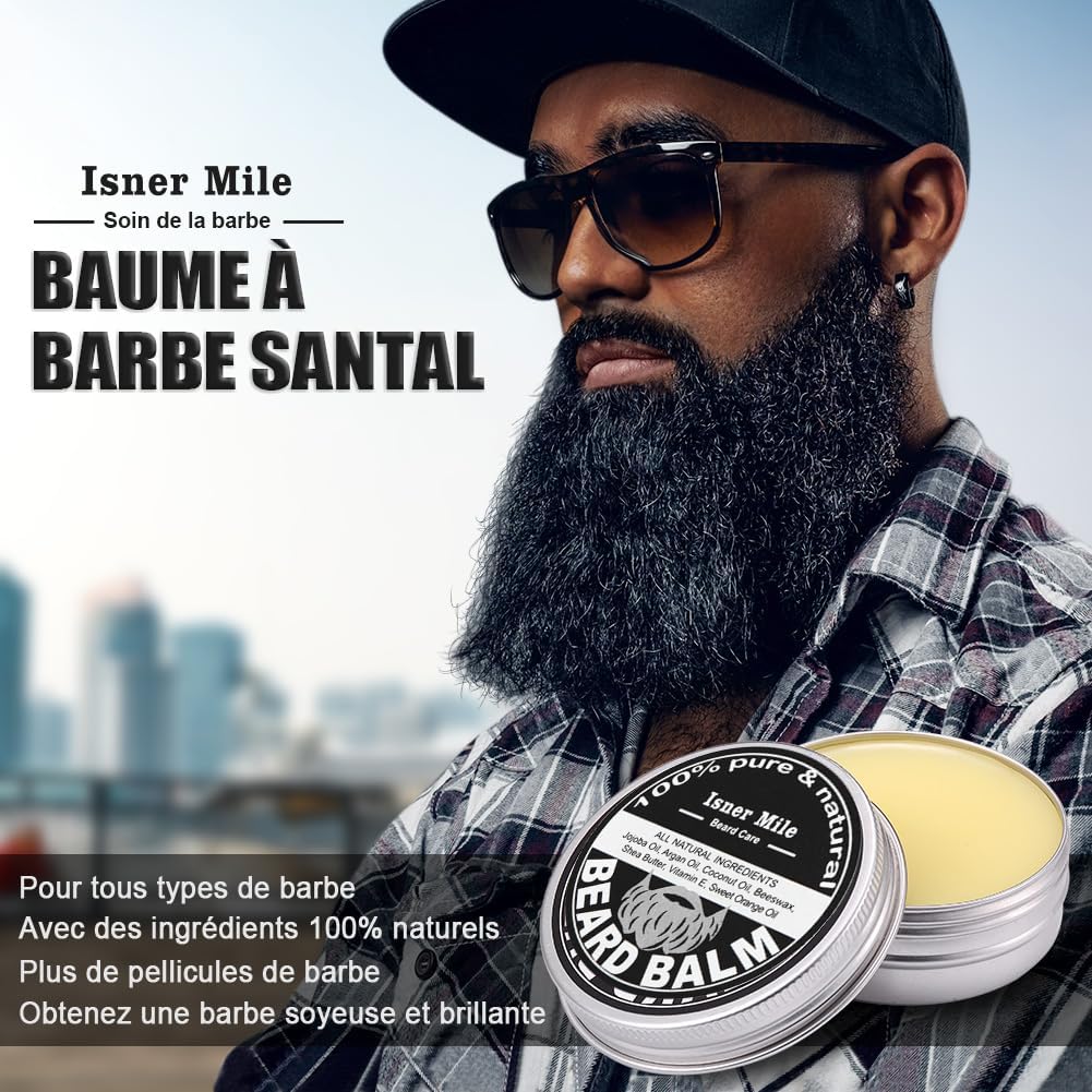 Kit Barbe pour Hommes, Coffrets de Soins pour Cheveux avec Huile à Barbe, Ciseaux pour Moustache et Barbe, Brosse Barbe, Shampooing Barbe, Peigne, Cadeau pour Homme, Coffret Cadeau Homme pour Papa