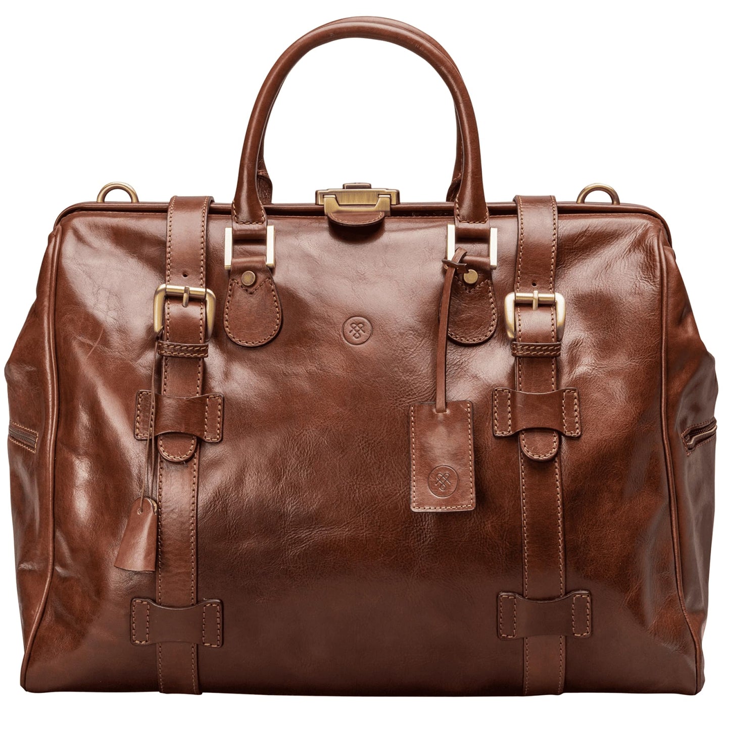 Maxwell Scott Grand Sac de Voyage Personnalisable Forme Semi-Rigide Gladstone en Cuir Italien - GassanoL Noir