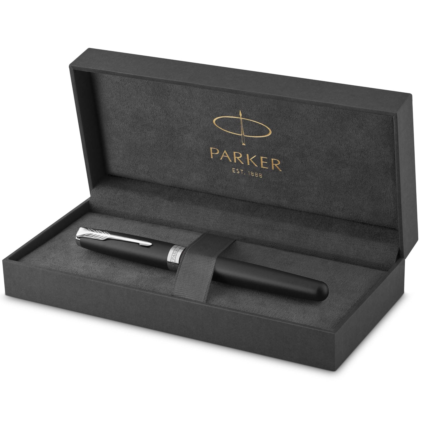 Parker Sonnet stylo bille luxe | laque noir mat avec attributs palladium | pointe moyenne | encre noir | coffret cadeau