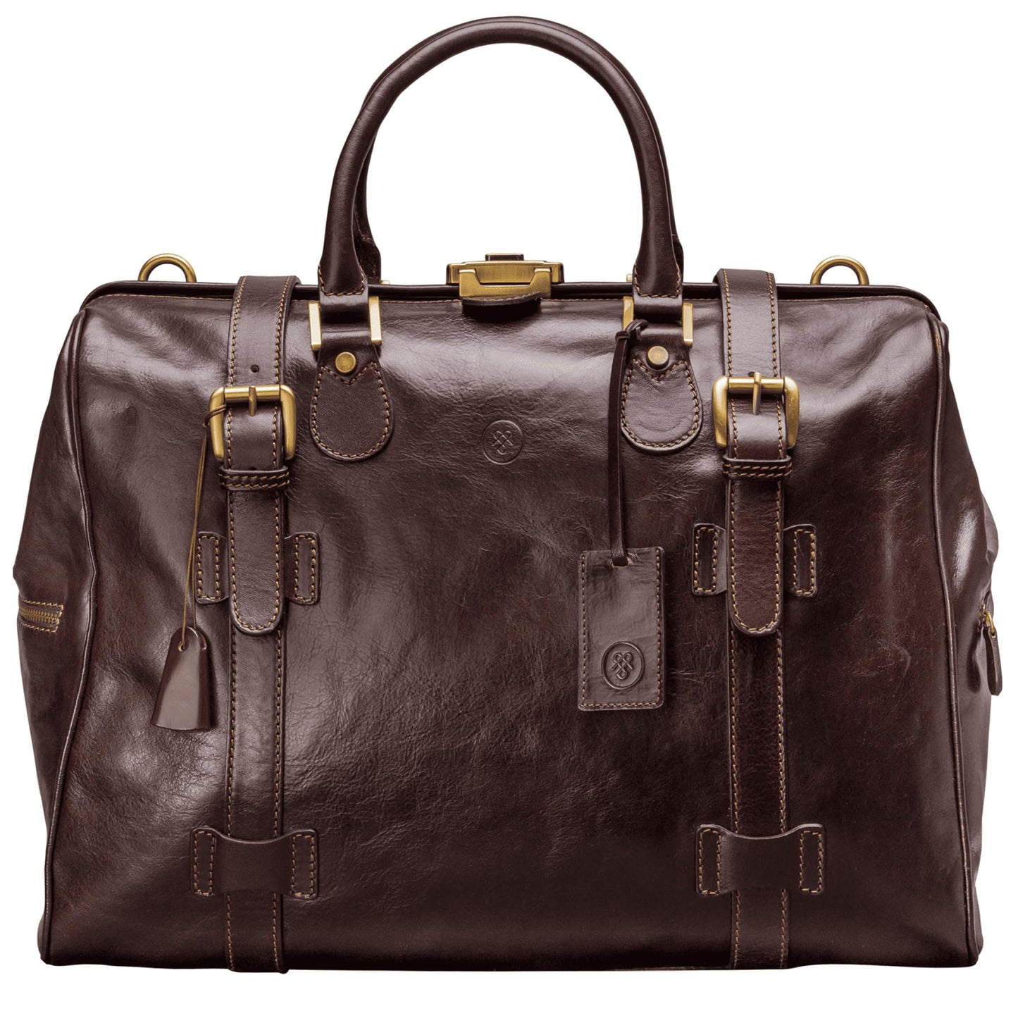 Maxwell Scott Grand Sac de Voyage Personnalisable Forme Semi-Rigide Gladstone en Cuir Italien - GassanoL Noir