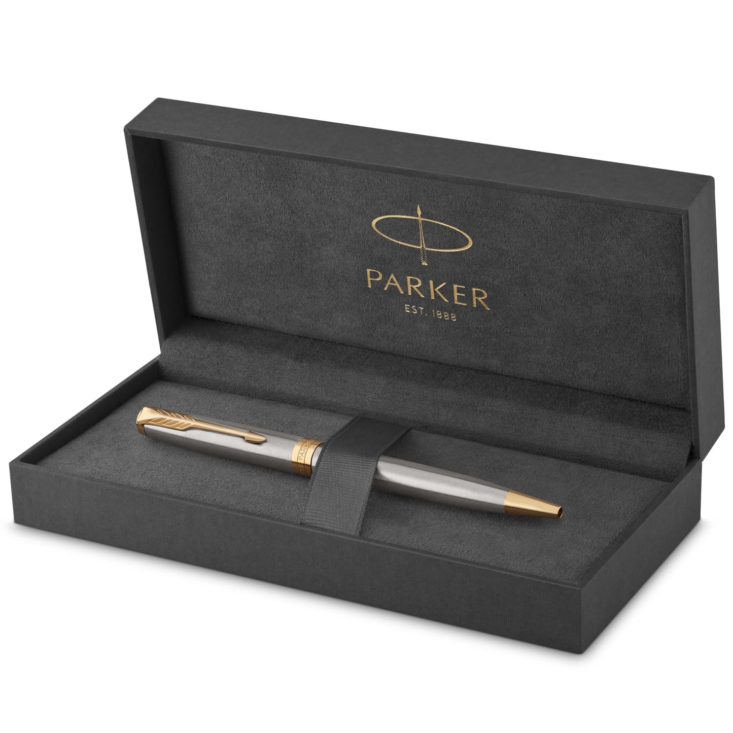 Parker Sonnet stylo bille luxe | laque noir mat avec attributs palladium | pointe moyenne | encre noir | coffret cadeau