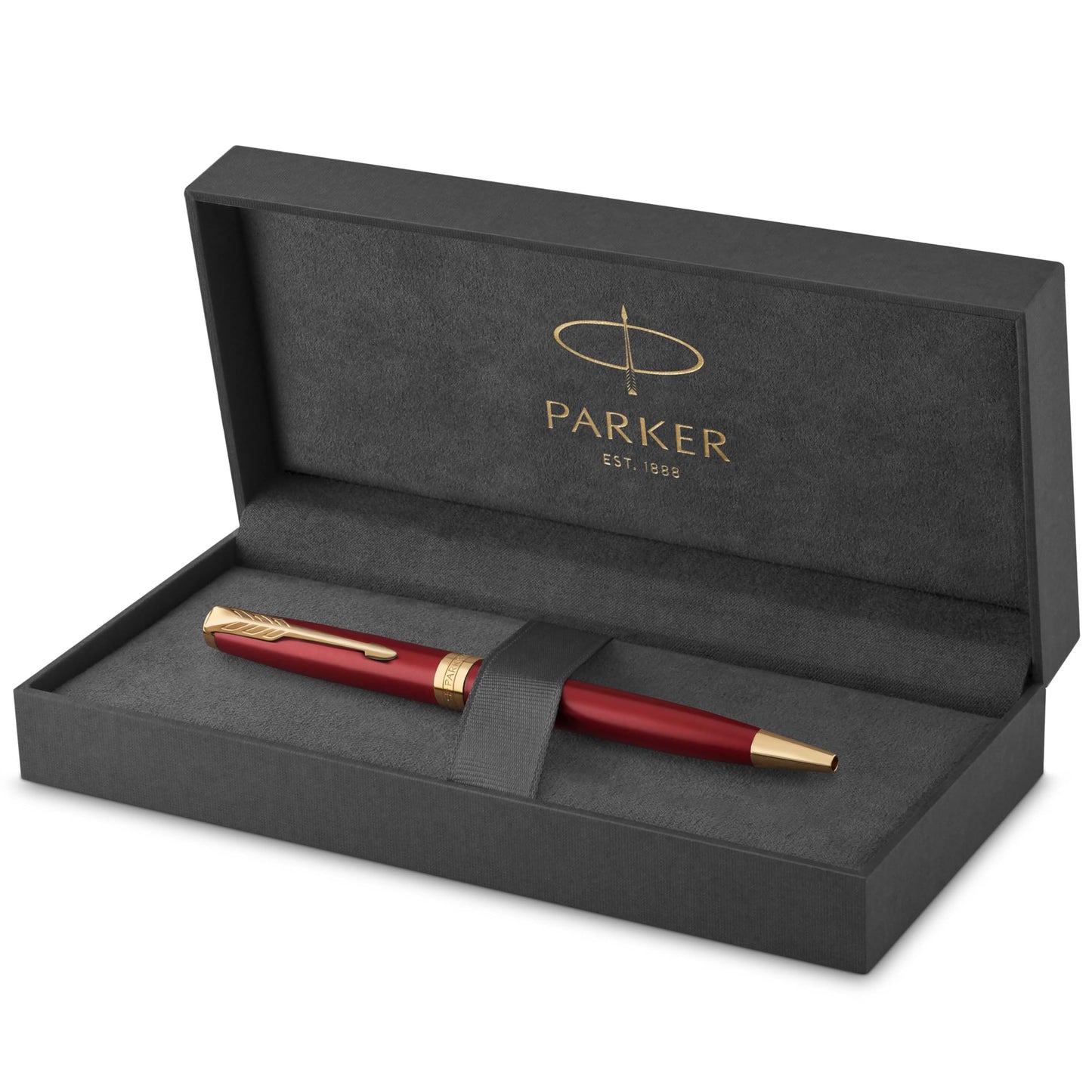 Parker Sonnet stylo bille luxe | laque noir mat avec attributs palladium | pointe moyenne | encre noir | coffret cadeau