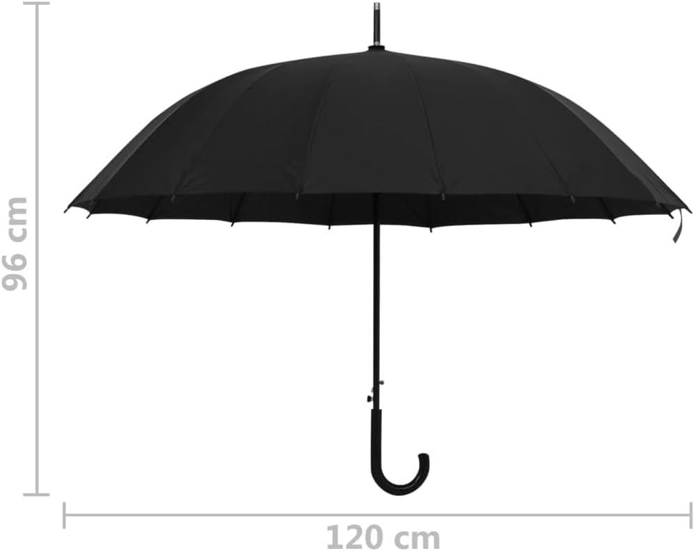 Toshilian Parapluie Canne, Parapluie Homme Long Parapluie de Golf Parapluie automatique Noir 120 cm