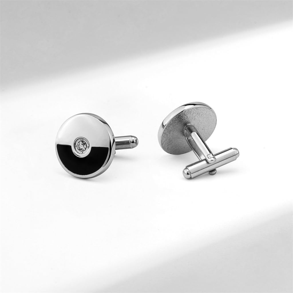 MQPALZKD Ensemble De Boutons Manchette Et Pinces À Cravate, Manches En Diamant Argenté, Clous Col Circulaire, Accessoires Personnalité For