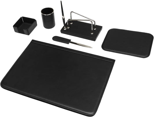 Ensemble de bureau 6 pièces – 100% cuir pleine fleur – Fabriqué à la main en Italie par des artisans experts – Élégant et fonctionnel, idéal pour le bureau - Noir