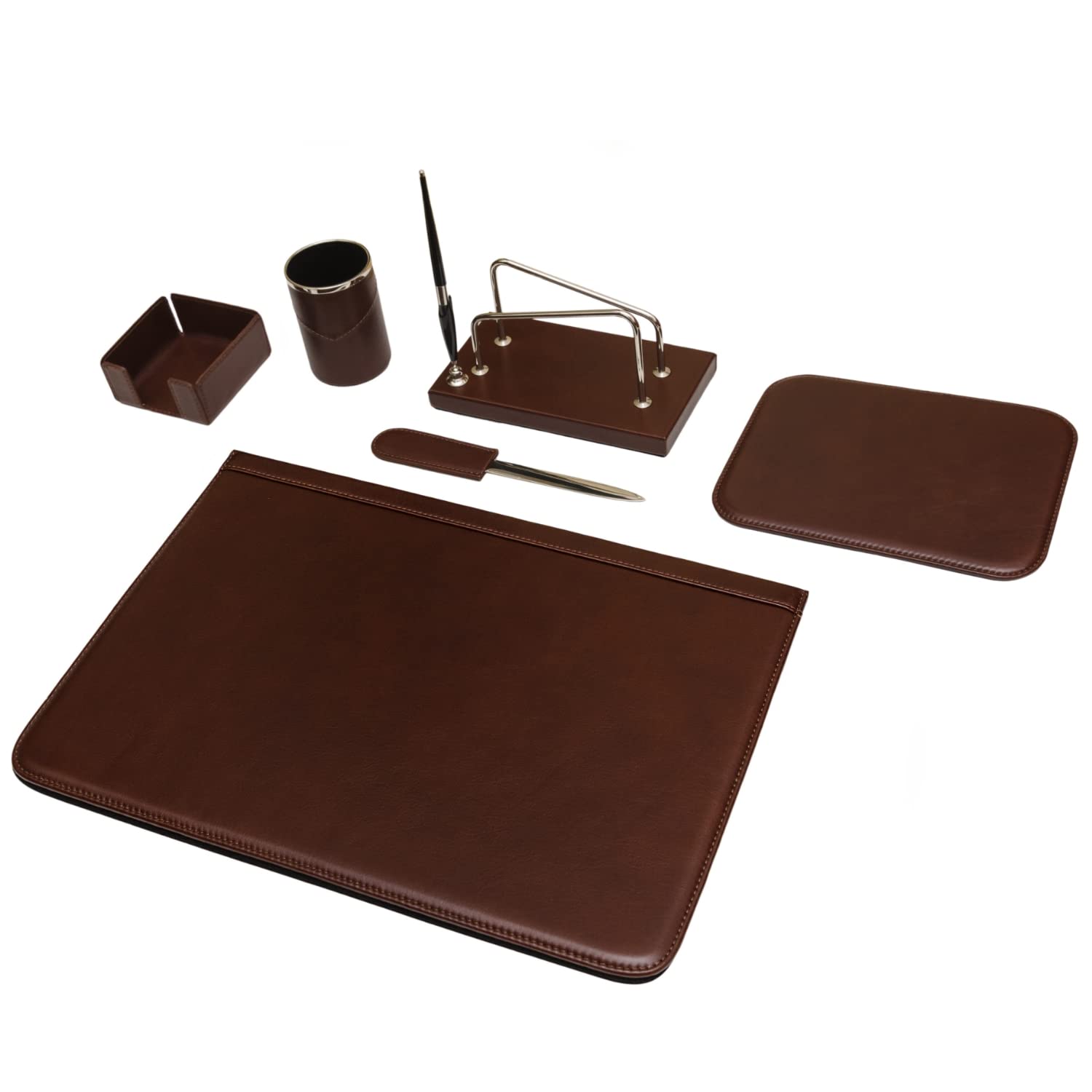 Ensemble de bureau 6 pièces – 100% cuir pleine fleur – Fabriqué à la main en Italie par des artisans experts – Élégant et fonctionnel, idéal pour le bureau - Noir