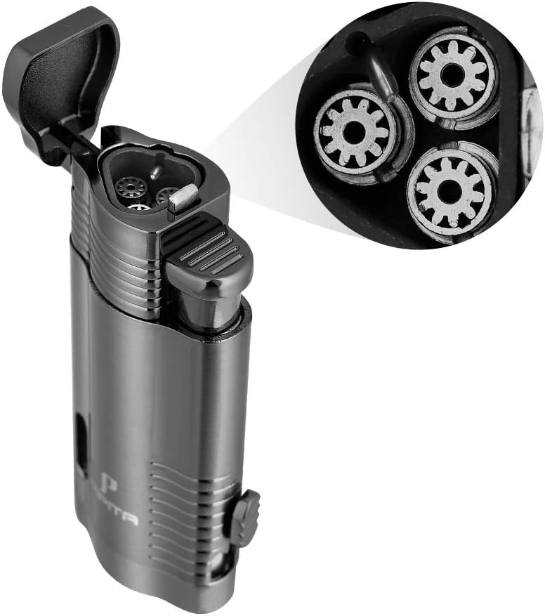 PIPITA Lot de 2 Briquet Torche & Coupeur Ensemble-Cadeau, Coupe-Vent 3 Torche Jet Briquet, Briquet au gaz Butane Rechargeable, Emballage avec Belle boîte-Cadeau (Non Gaz Inclus)