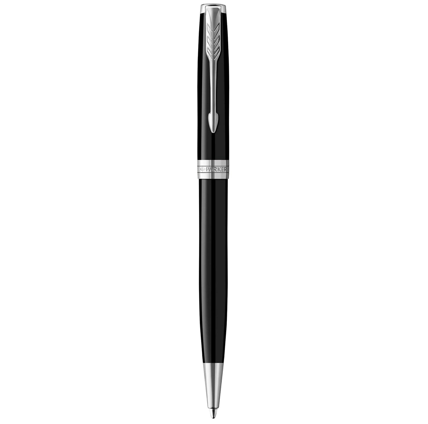 Parker Sonnet stylo bille luxe | laque noir mat avec attributs palladium | pointe moyenne | encre noir | coffret cadeau