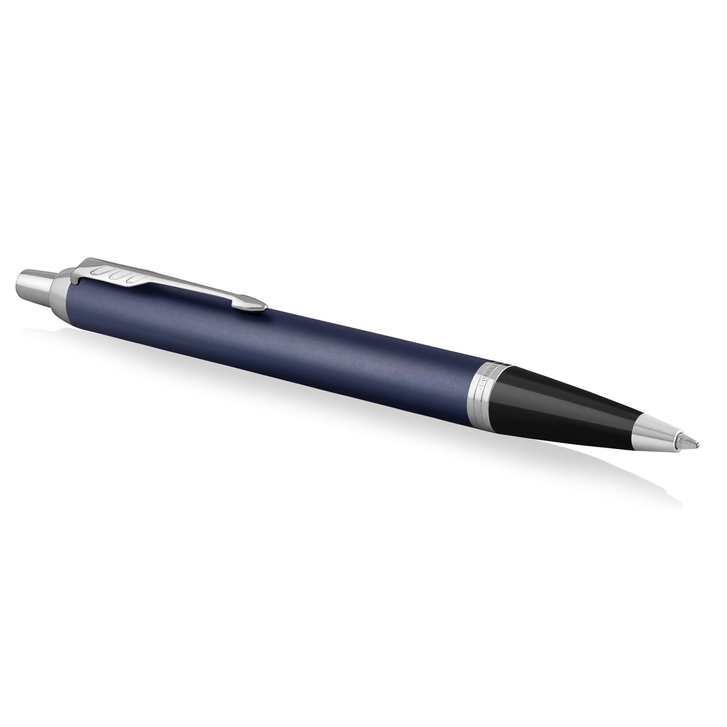 Coffret Parker IM Duo | Stylo Plume, stylo bille et étui à Stylo | Finition acier inoxydable avec garnitures chromées | Pointe moyenne | Recharges d’encre bleue | Le cadeau de fin d’études idéal