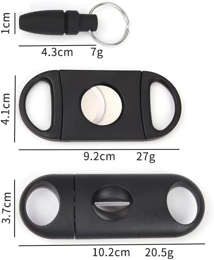 Coupe Cigare,Ciseaux Coupe Cigare,Double Lame Guillotine Cutter,Coupe Cigare Guillotine,Couteau de Cigare de Poche de Cigarette d'acier Inoxydable,Convient à la plupart des cigares, 3PC(Noir)