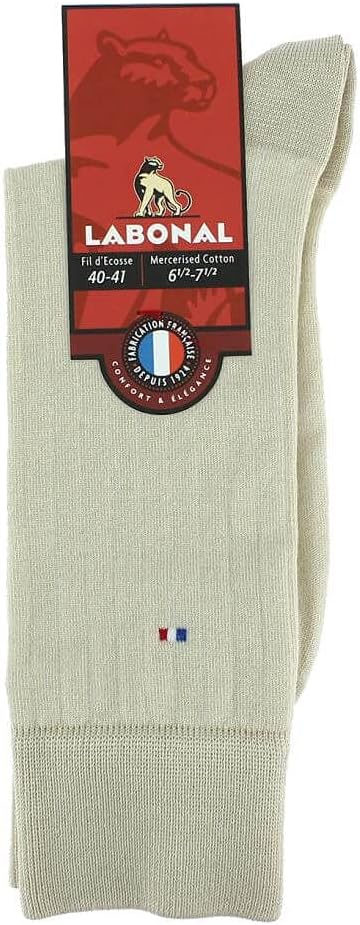 Labonal. Chaussette. unie a côtes en fils d'écosse, Fil d'écosse majoritaire. FABRIQUE EN FRANCE - HOMME. (1 paire)
