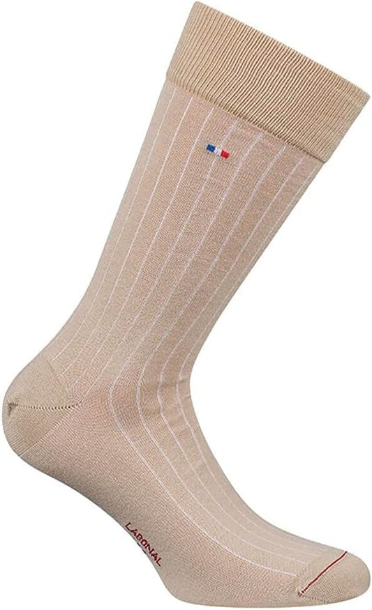 Labonal. Chaussette. unie a côtes en fils d'écosse, Fil d'écosse majoritaire. FABRIQUE EN FRANCE - HOMME. (1 paire)