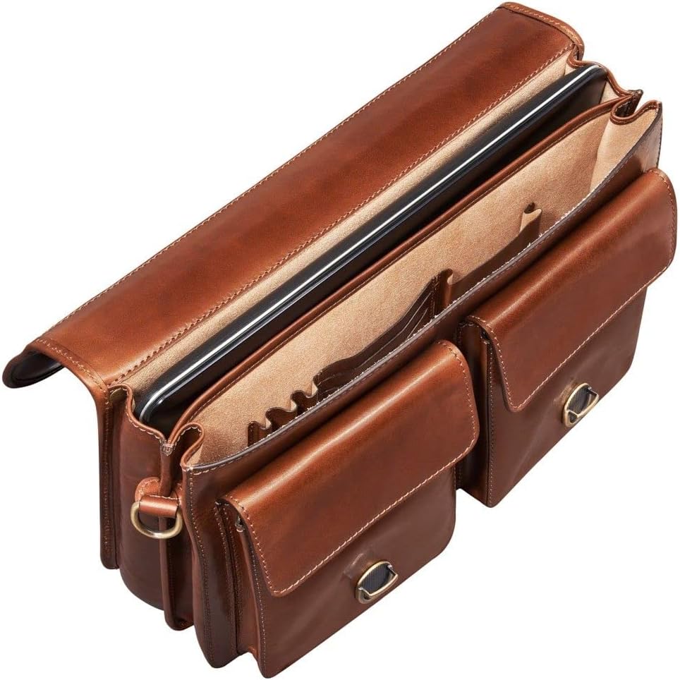 Maxwell Scott Sacoche Personnalisable en Cuir Italien pour Ordinateur Portable - Loreto Marron Clair