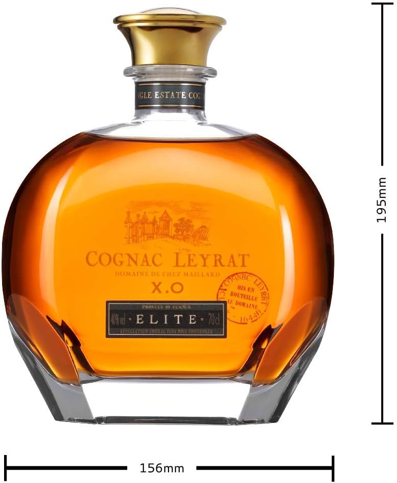 Leyrat, Coffret Cognac XO Elite carafe 70cl, 40% alc, Single Estate Cognac Cru Fins Bois, en coffret
Carafe Leyrat XO Elite – détails de la bouteille