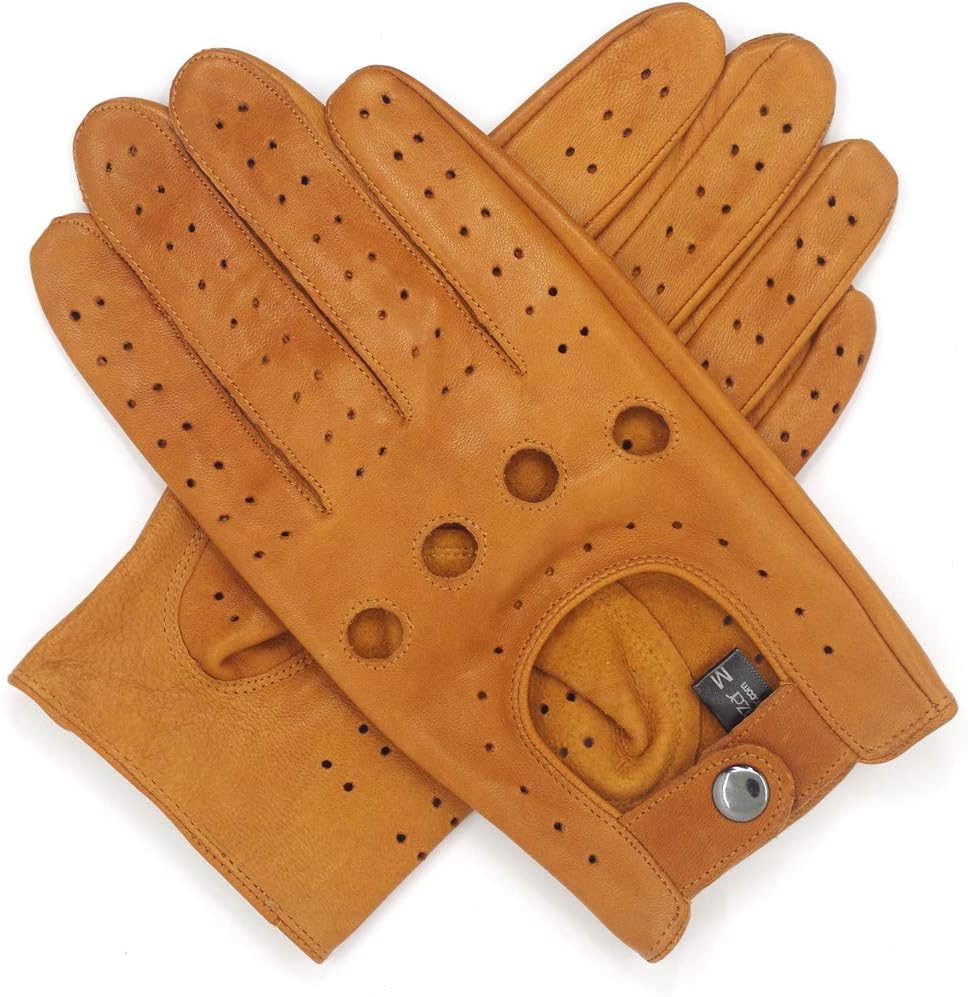 Harssidanzar Gants de conduite pour homme gants cuir hommes GM026D