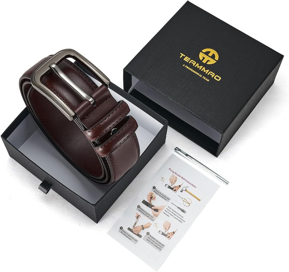 TEAMMAO Ceinture Homme Cuir Ceintures Noir Grande Taille 110CM-200CM Affaires Jeans Pantalon de Travail Ceinture 3,8CM de Large avec Boîte Cadeau.