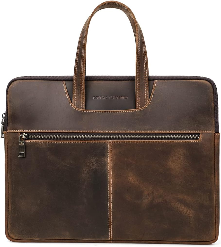Sacoche en cuir véritable pour ordinateur portable MacBook 14" et Mac 13,3"