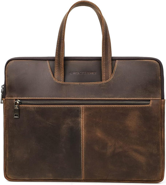 Sacoche en cuir véritable pour ordinateur portable MacBook 14" et Mac 13,3"