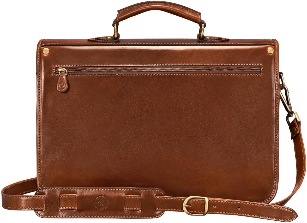 Maxwell Scott Sacoche Personnalisable en Cuir Italien pour Ordinateur Portable - Loreto Marron Clair