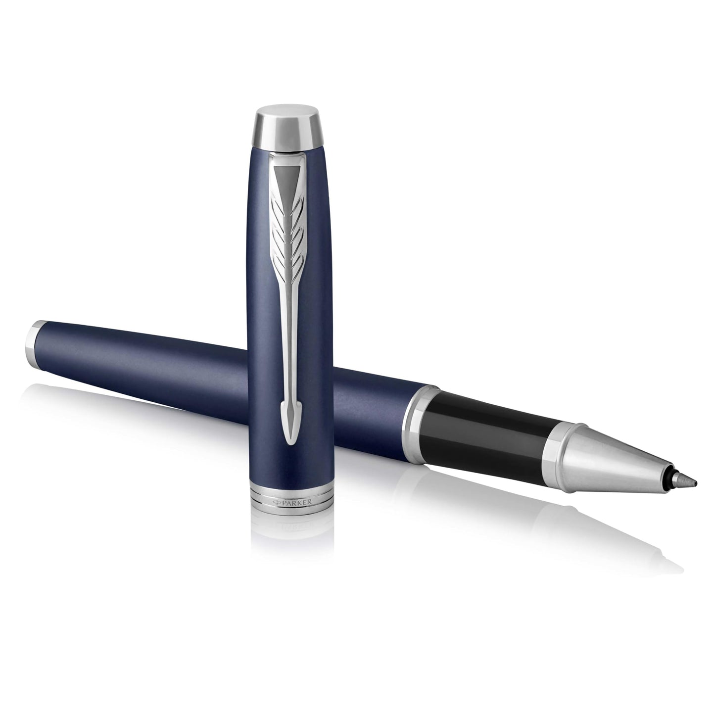 Coffret Parker IM Duo | Stylo Plume, stylo bille et étui à Stylo | Finition acier inoxydable avec garnitures chromées | Pointe moyenne | Recharges d’encre bleue | Le cadeau de fin d’études idéal