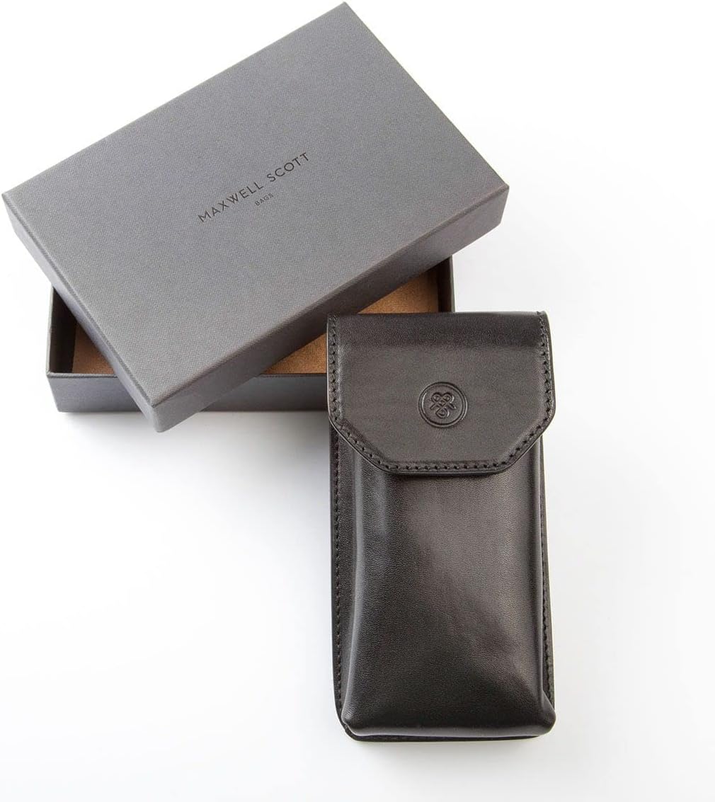 Maxwell Scott Etui à Lunettes à Rabat en Cuir Italien - Gabbro