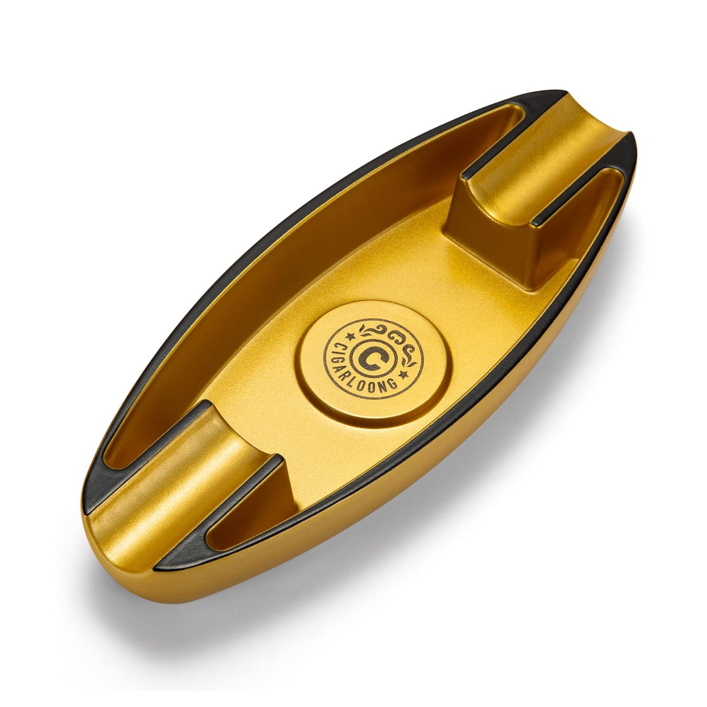 CIGARLOONG Cendrier à cigares en 2 fentes portable de voyage avec pour l'intérieur et l'extérieur (Noir)