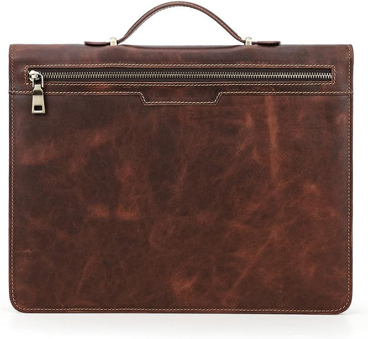 Hiram Porte-documents D'affaires en cuir Portefeuille Padfolios de Travail en Cuir avec Étui à Fermeture Éclair pour iPad12.9" avec Pochette pour Ordinateur Portable 13.3" Droitier