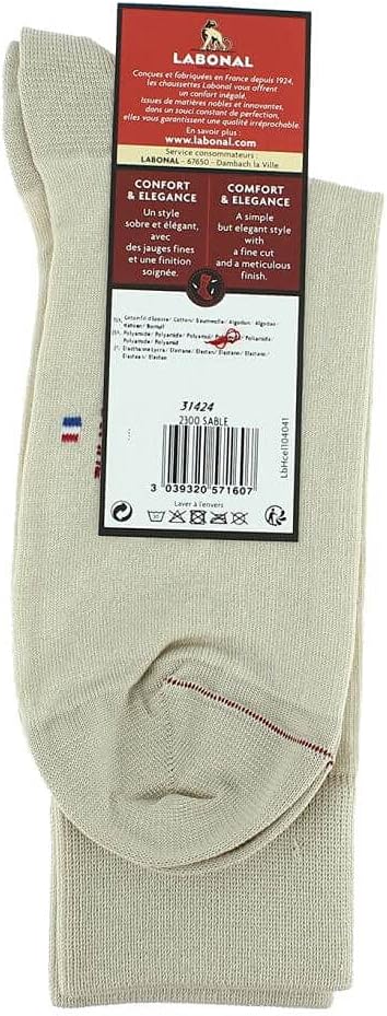 Labonal. Chaussette. unie a côtes en fils d'écosse, Fil d'écosse majoritaire. FABRIQUE EN FRANCE - HOMME. (1 paire)