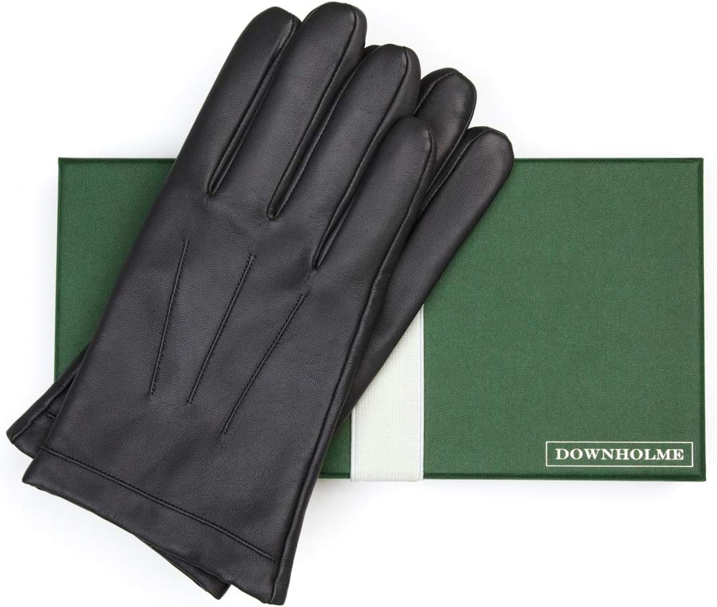 Downholme Gants Tactiles en Cuir pour Homme avec Doublure en Cachemire