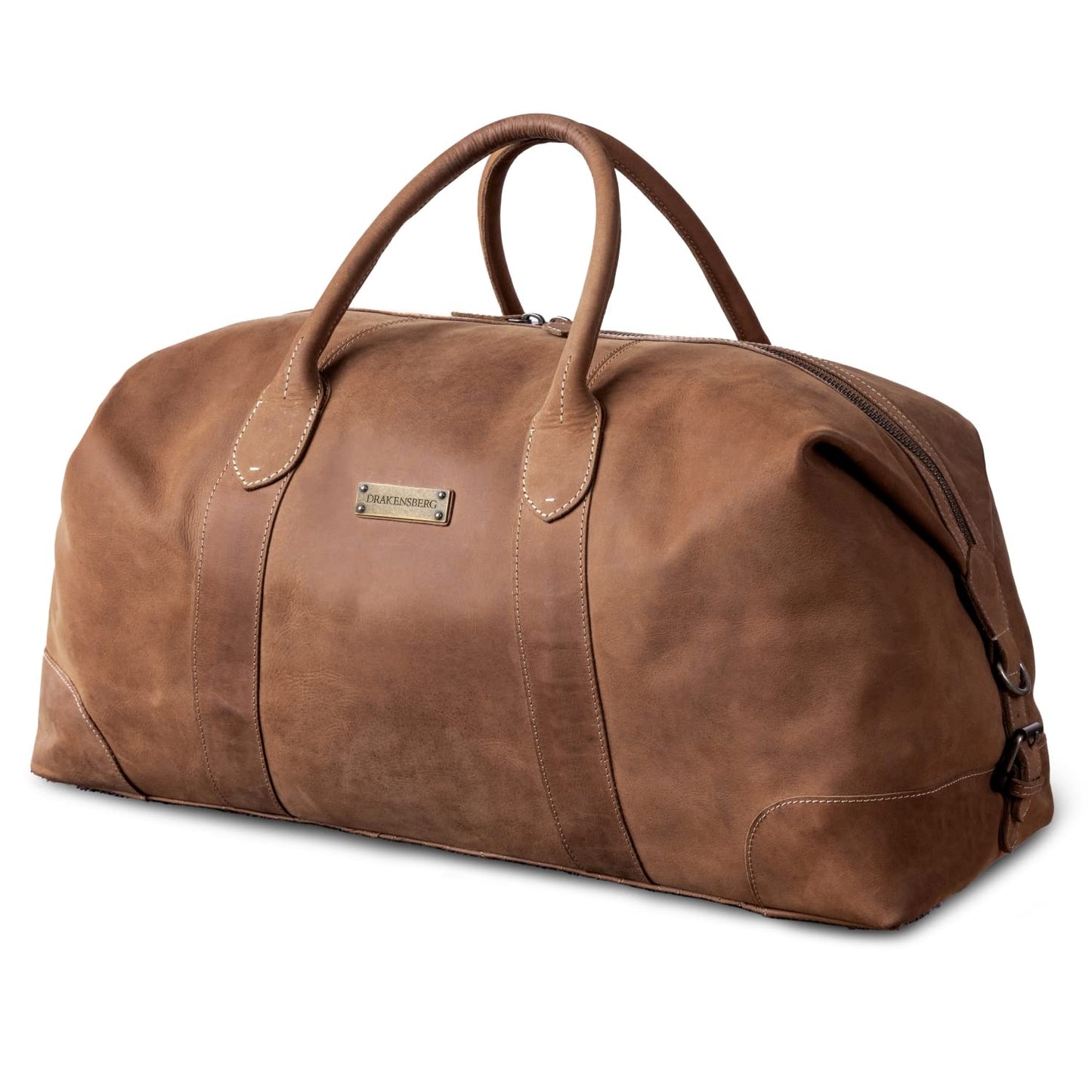 DRAKENSBERG Sac De Voyage Cuir 'David' - Grand Sac Weekend Homme, Fait Main, Extensible, Design Safari Vintage, 60L - Marron-Cognac, DR00326