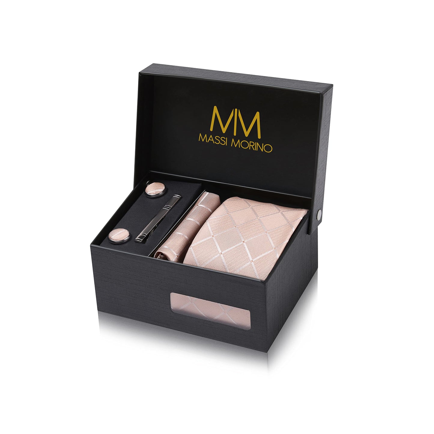 Cravate Homme - avec mouchoirs de poche, boutons de manchette et Pinces à cravates | Coffret cadeau | Accessoires de Fete de Mariage