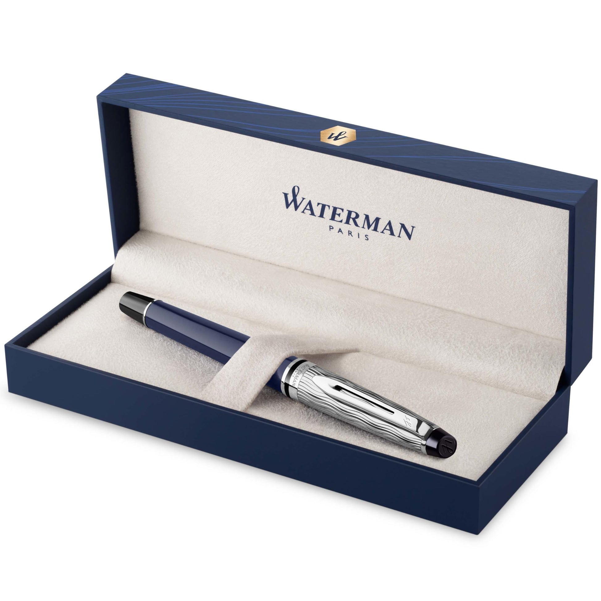 WATERMAN Expert Stylo Plume | Noir Brillant avec attributs dorés à l'or Fin 23 k | Plume Fine | Coffret Cadeau
