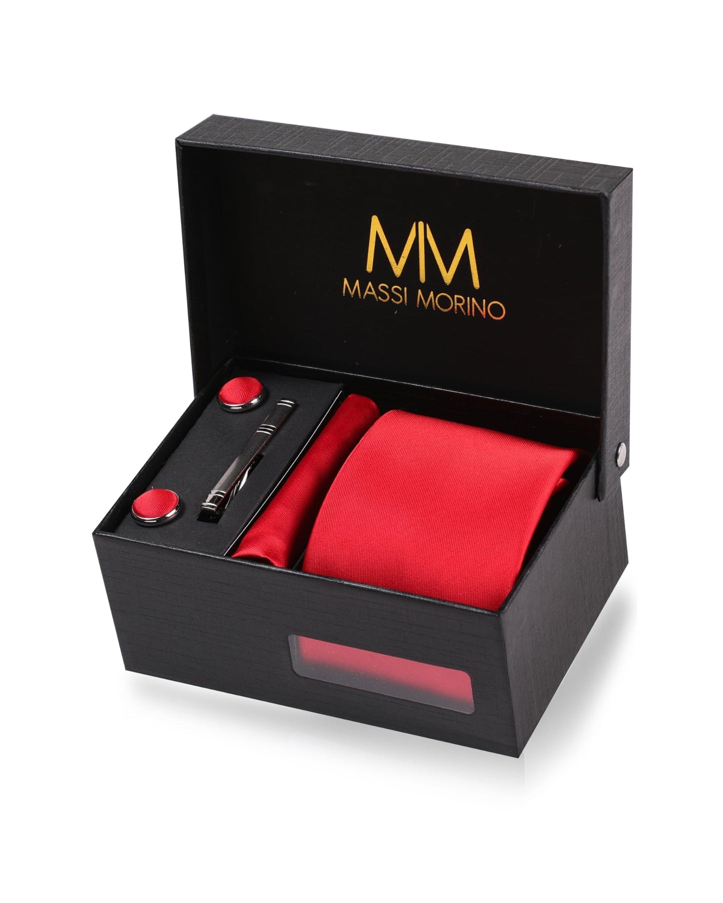 Cravate Homme - avec mouchoirs de poche, boutons de manchette et Pinces à cravates | Coffret cadeau | Accessoires de Fete de Mariage