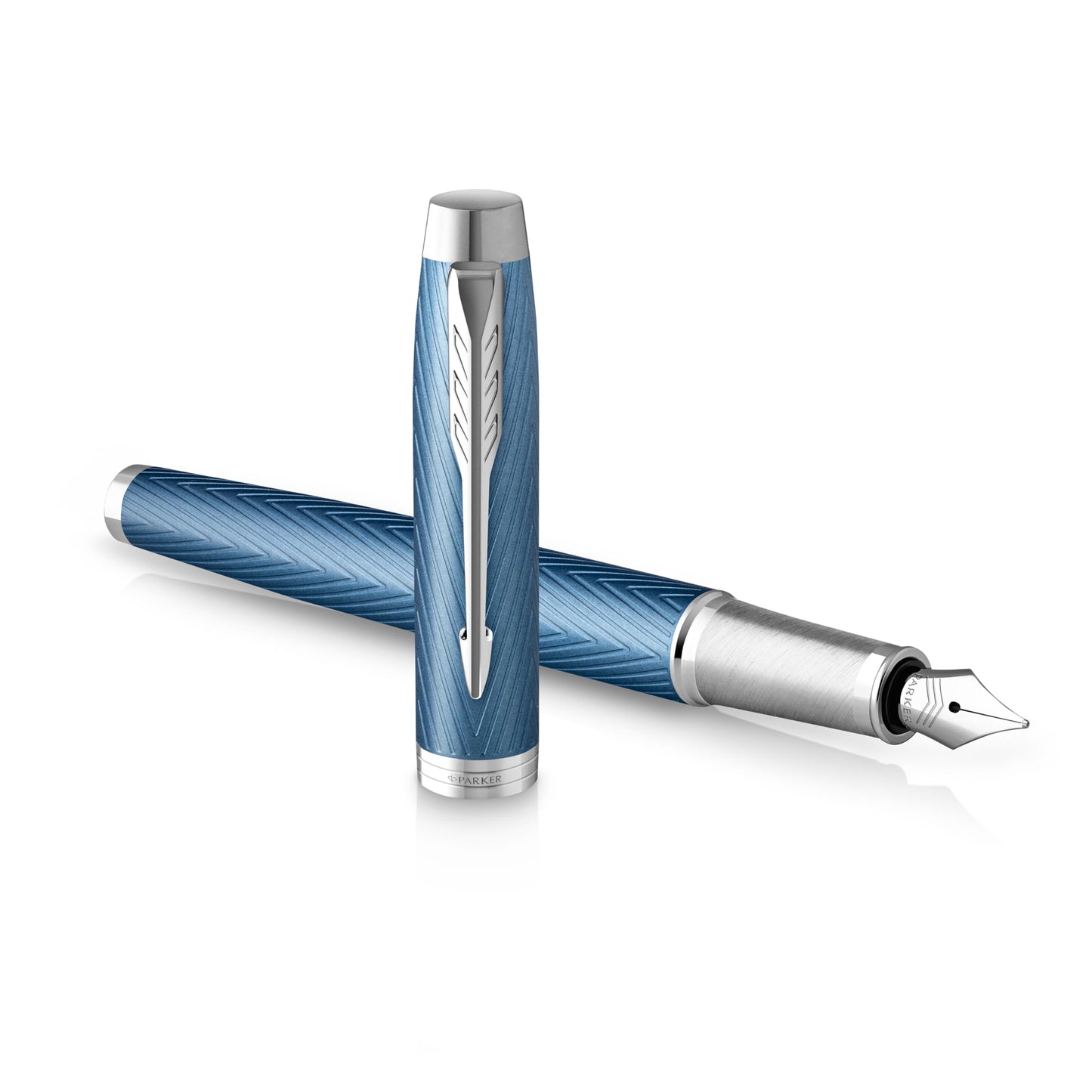 Coffret Parker IM Duo | Stylo Plume, stylo bille et étui à Stylo | Finition acier inoxydable avec garnitures chromées | Pointe moyenne | Recharges d’encre bleue | Le cadeau de fin d’études idéal