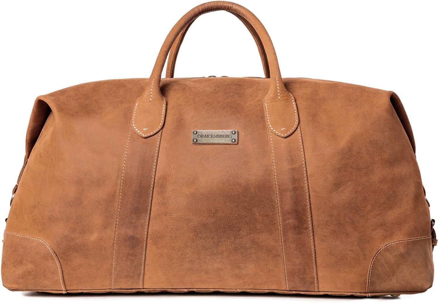 DRAKENSBERG Sac De Voyage Cuir 'David' - Grand Sac Weekend Homme, Fait Main, Extensible, Design Safari Vintage, 60L - Marron-Cognac, DR00326