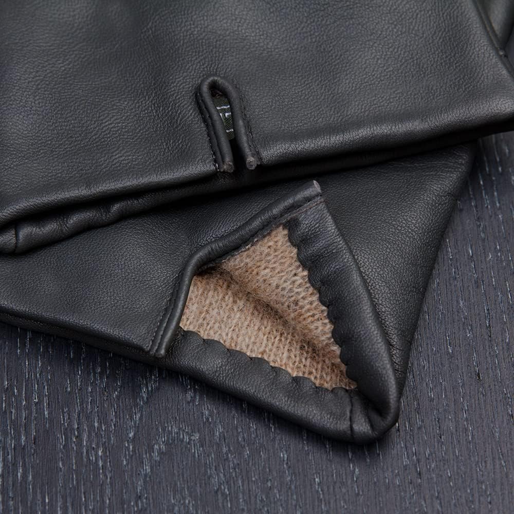Downholme Gants Tactiles en Cuir pour Homme avec Doublure en Cachemire