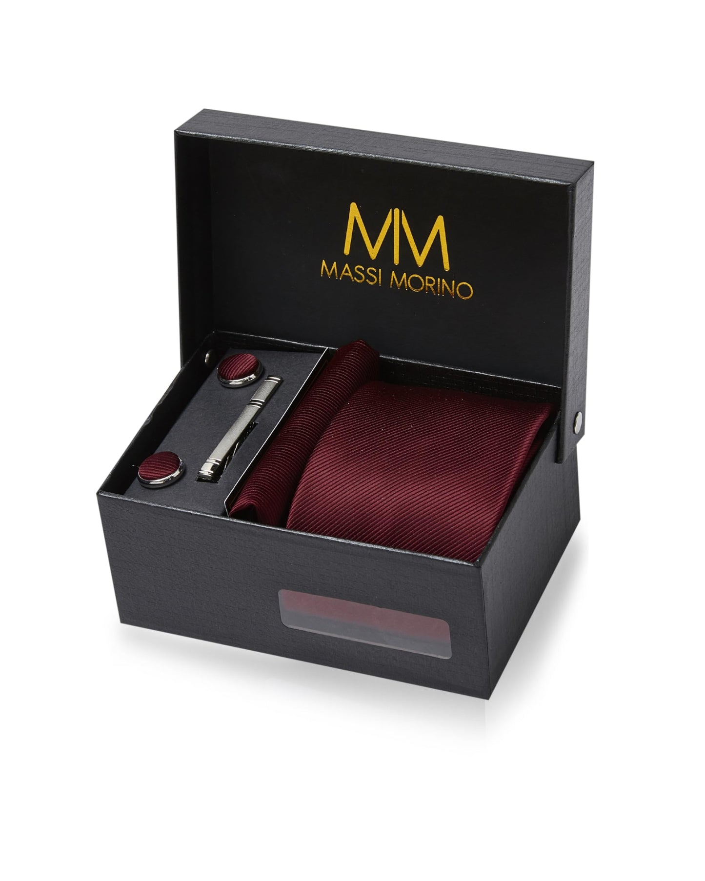 Cravate Homme - avec mouchoirs de poche, boutons de manchette et Pinces à cravates | Coffret cadeau | Accessoires de Fete de Mariage
