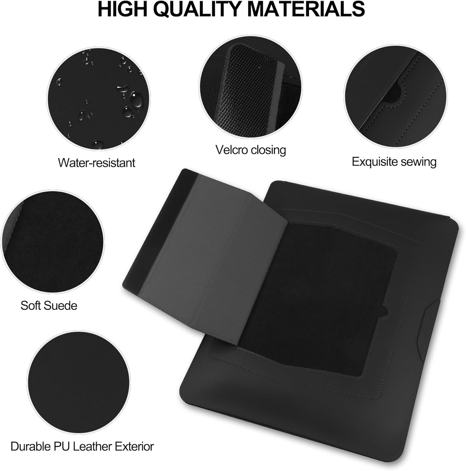 ZOENHWA Housse pour Ordinateur Portable 13 14 Pouces,Étui en Cuir Étanche avec Support Réglable Compatible avec MacBook Pro13,14/MacBook Air M1 M2/for 13''-14'' Dell HP ASUS Acer Surface-Noir