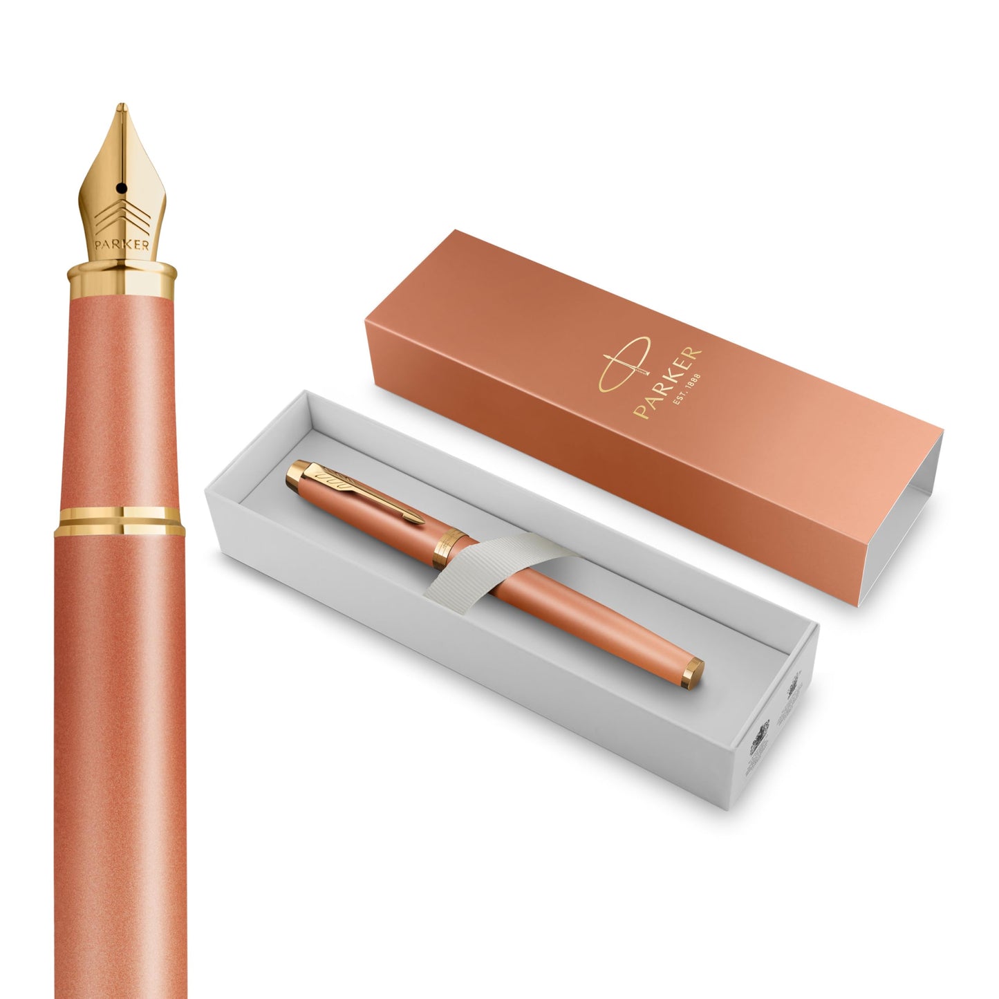 Coffret Parker IM Duo | Stylo Plume, stylo bille et étui à Stylo | Finition acier inoxydable avec garnitures chromées | Pointe moyenne | Recharges d’encre bleue | Le cadeau de fin d’études idéal