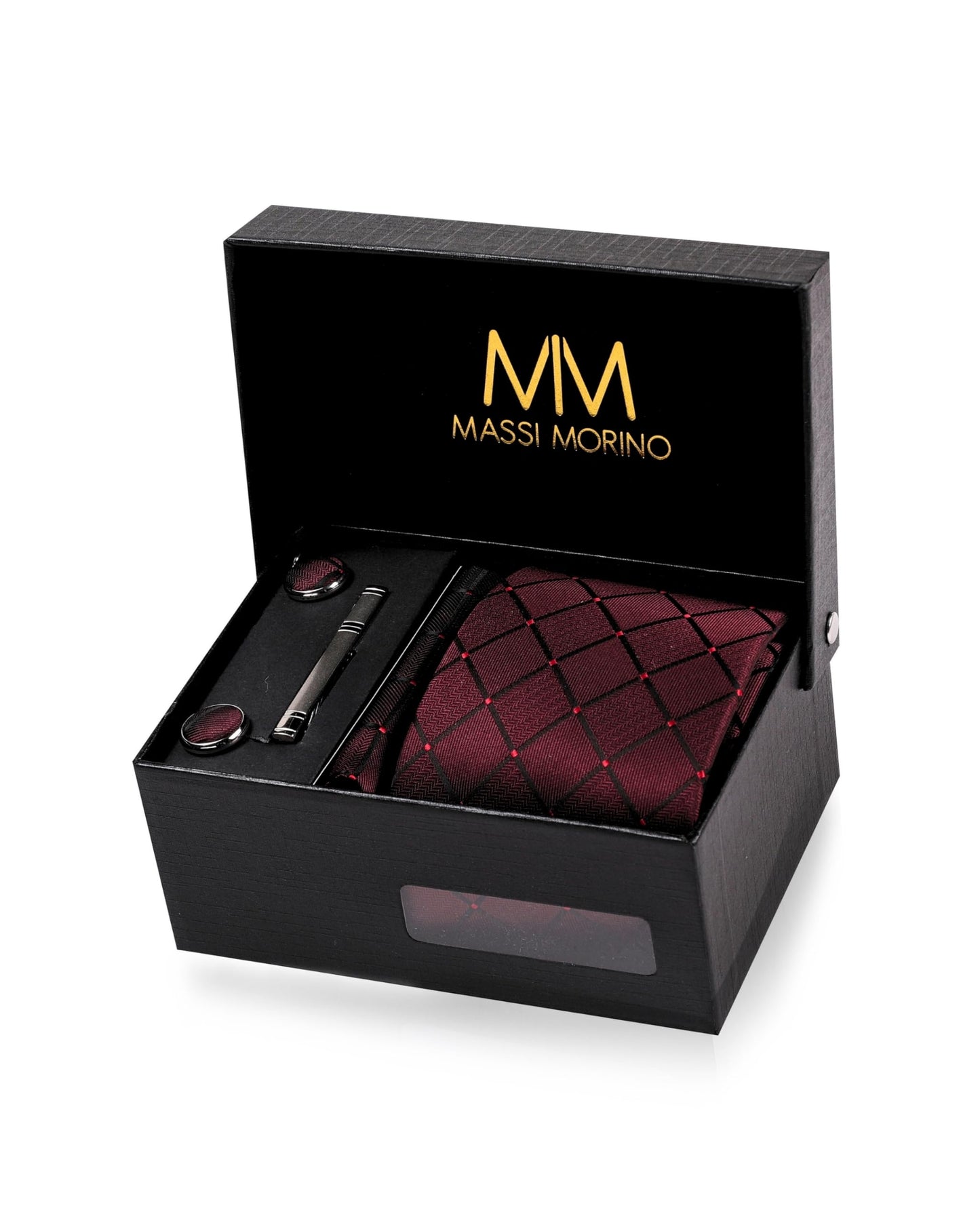 Cravate Homme - avec mouchoirs de poche, boutons de manchette et Pinces à cravates | Coffret cadeau | Accessoires de Fete de Mariage