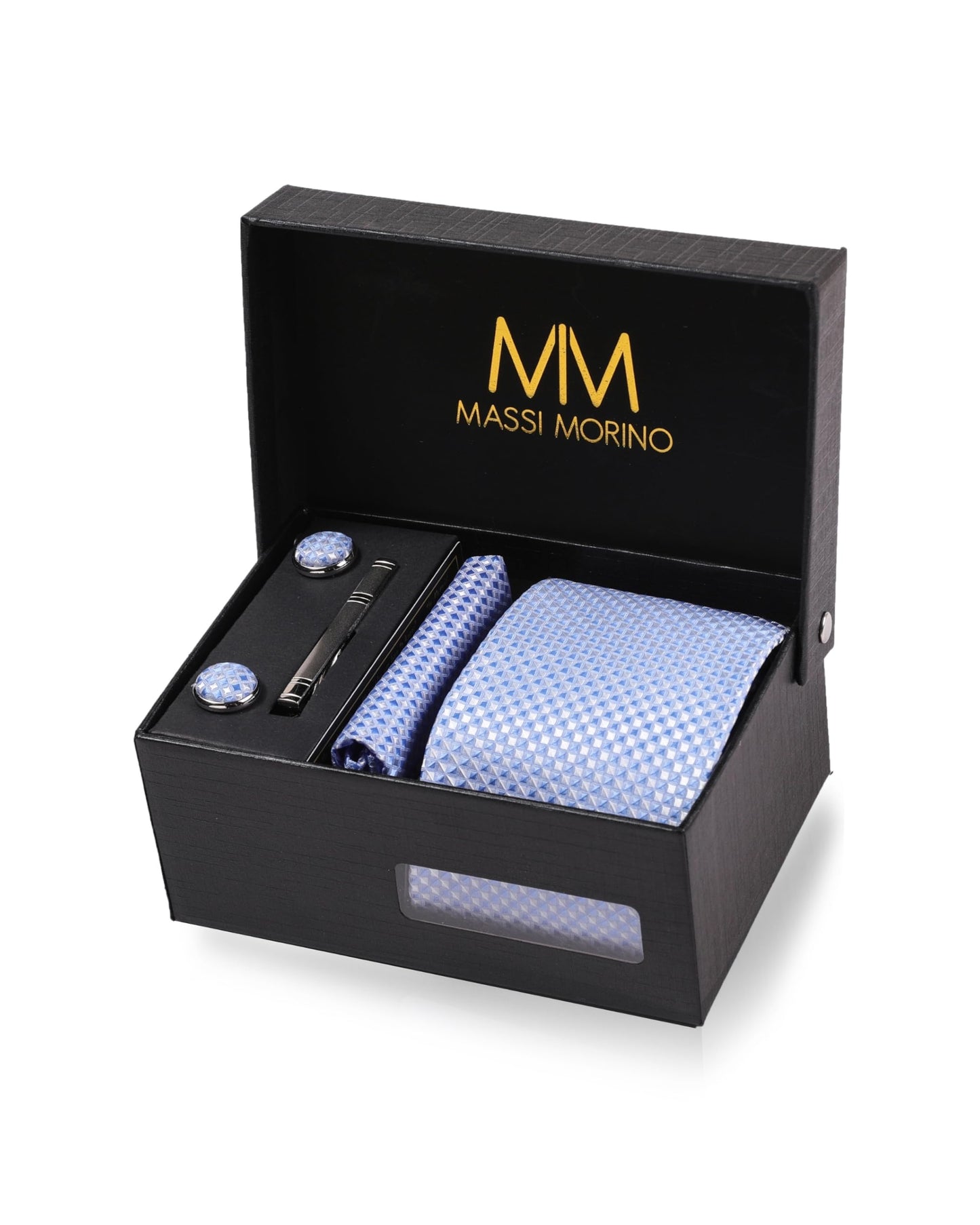 Cravate Homme - avec mouchoirs de poche, boutons de manchette et Pinces à cravates | Coffret cadeau | Accessoires de Fete de Mariage