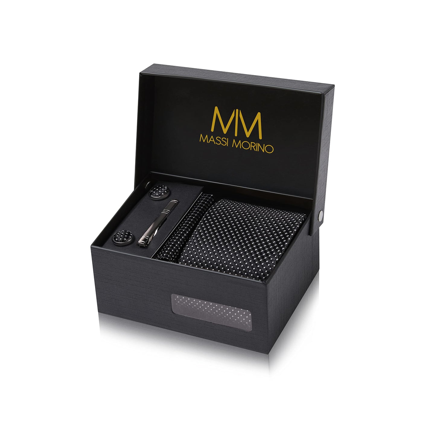 Cravate Homme - avec mouchoirs de poche, boutons de manchette et Pinces à cravates | Coffret cadeau | Accessoires de Fete de Mariage