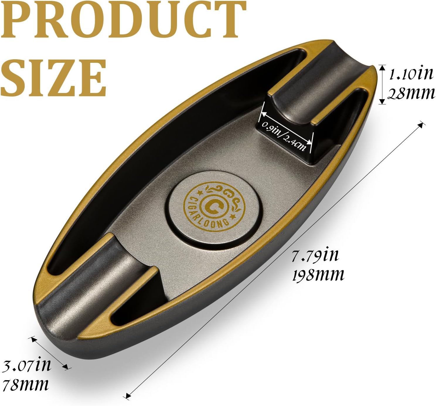 CIGARLOONG Cendrier à cigares en 2 fentes portable de voyage avec pour l'intérieur et l'extérieur (Noir)