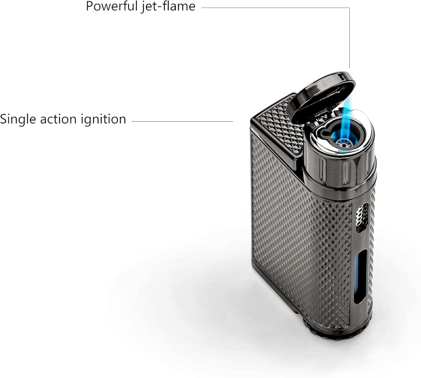 Briquet Colibri Evo Jet Flame | Allume-Cigare et Cigarettes | Résistant au Vent | Fonctionne avec du Butane (Non Inclus) | Coffret Cadeau élégant | Garantie de Deux Ans