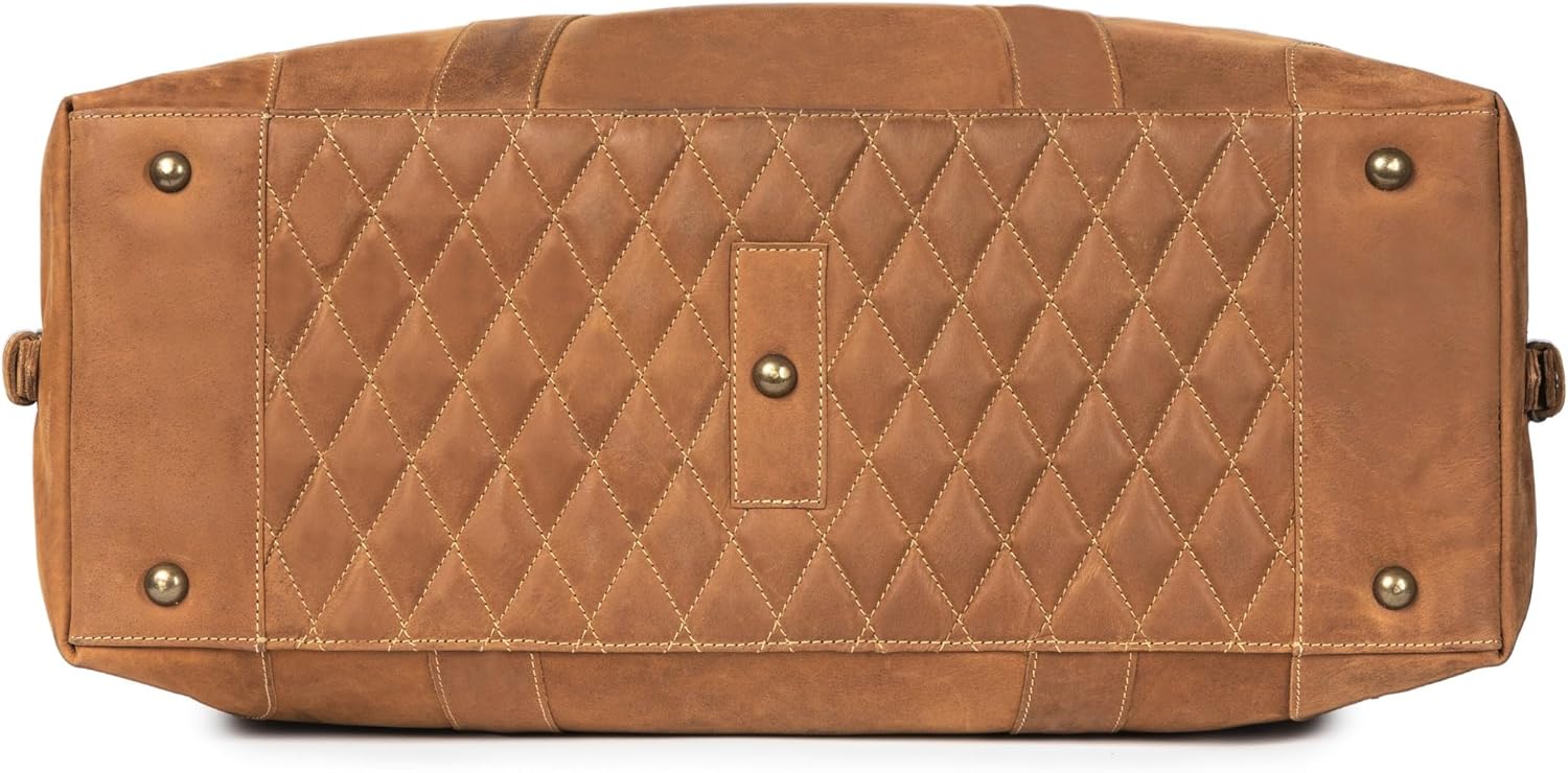 DRAKENSBERG Sac De Voyage Cuir 'David' - Grand Sac Weekend Homme, Fait Main, Extensible, Design Safari Vintage, 60L - Marron-Cognac, DR00326